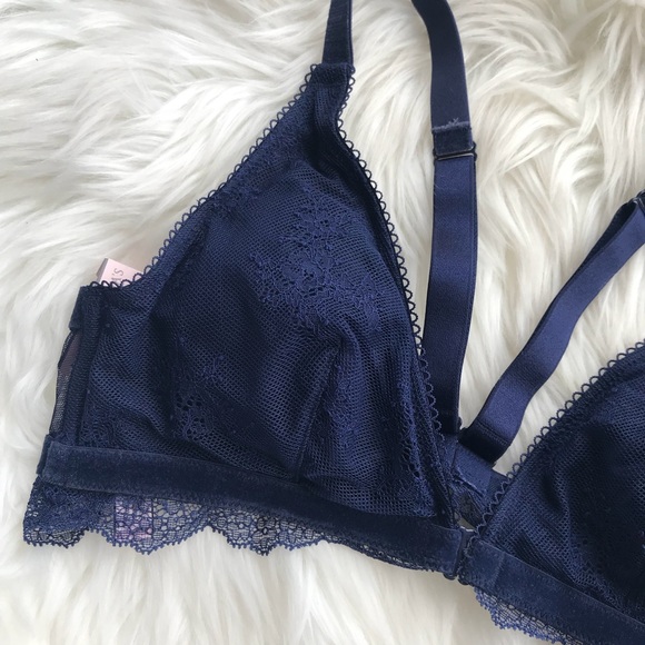 VS | navy blue lace bra bralette padded new - Picture 2 of 6